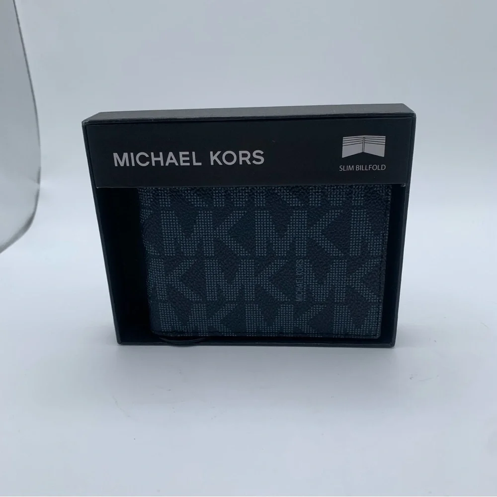 NWT Michael Kors Men's Jet Set Slim Billfold Leather Wallet Monogram 86F2SMNF5B